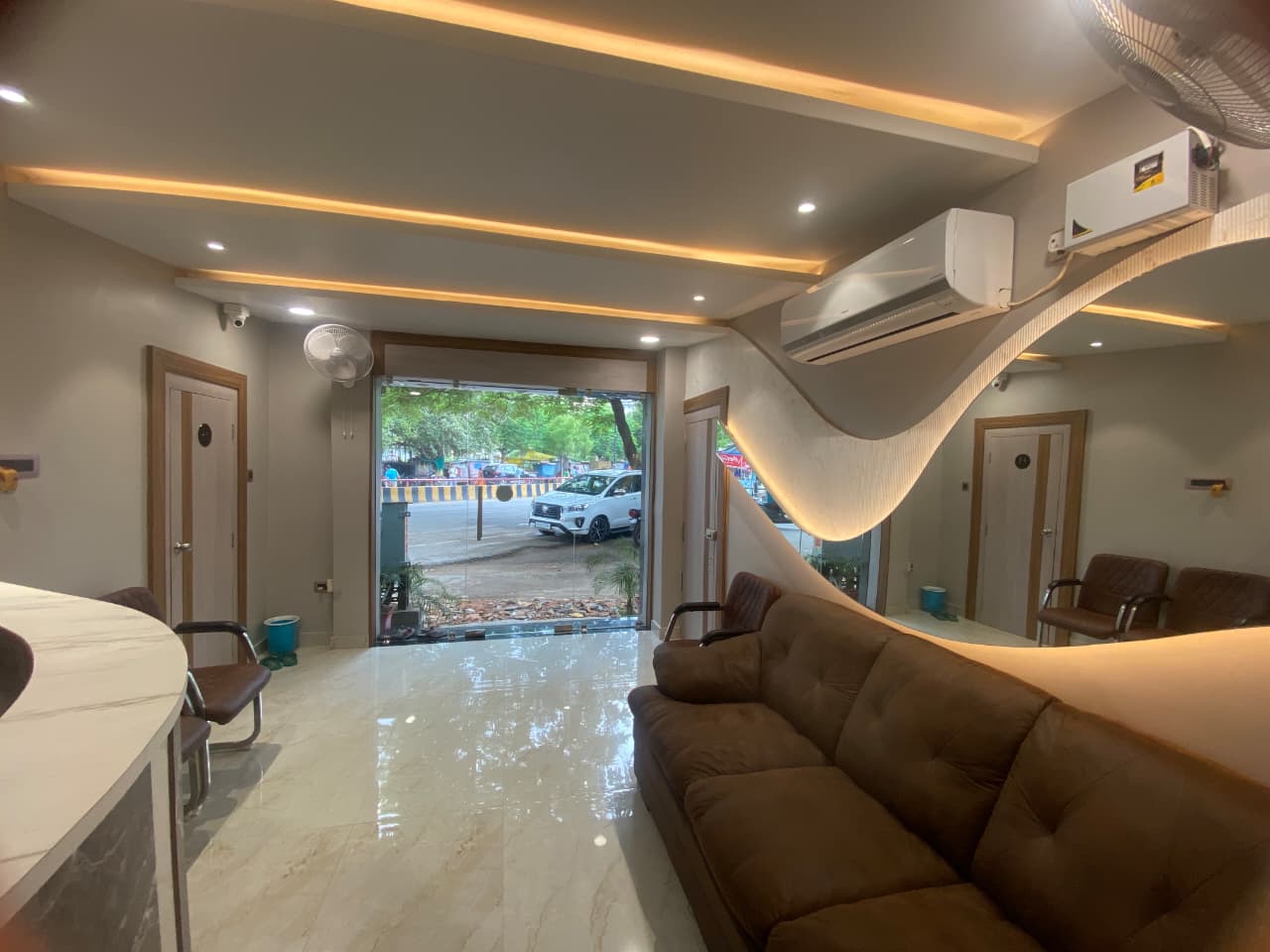Comfortable patient waiting area inside My Dentist clinic