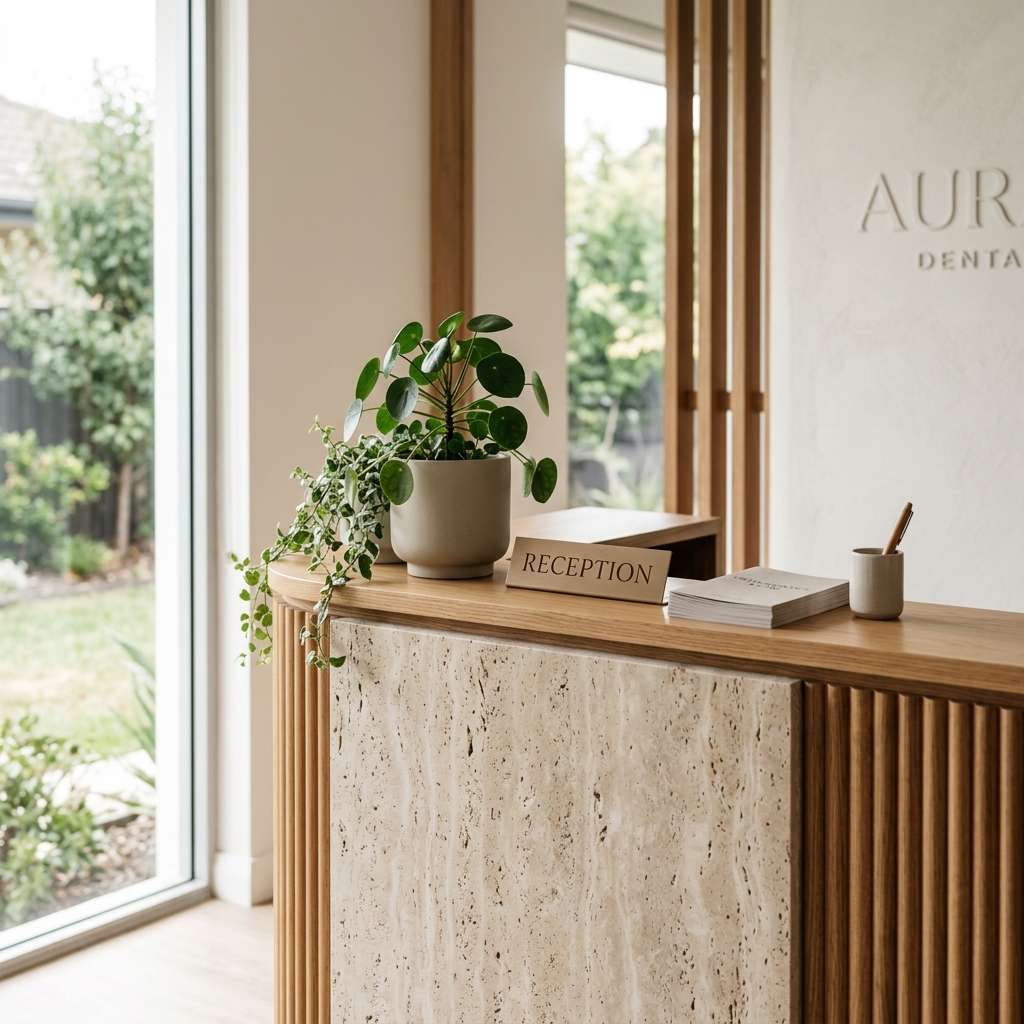 Calm dental clinic reception area for a first appointment