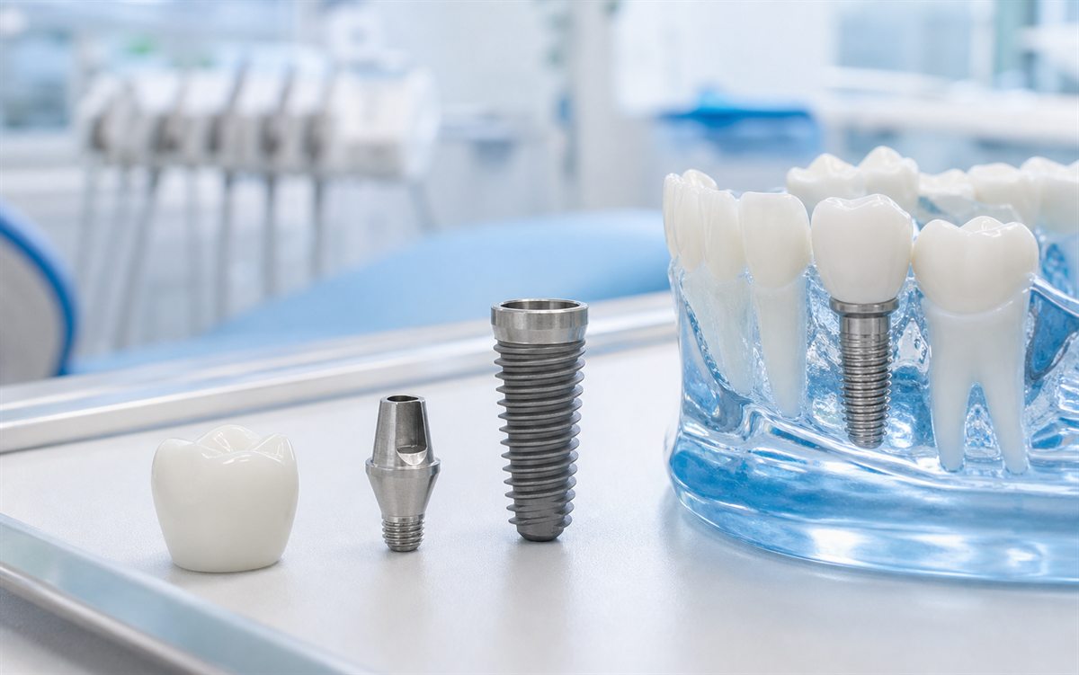 Dental implant, abutment and crown model for missing tooth replacement planning